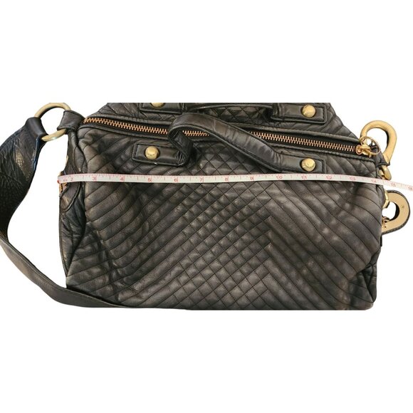 Cynthia Rowley Large Quilted Black Leather Shoulder Bag W Gold Clip Hardware - Picture 7 of 8